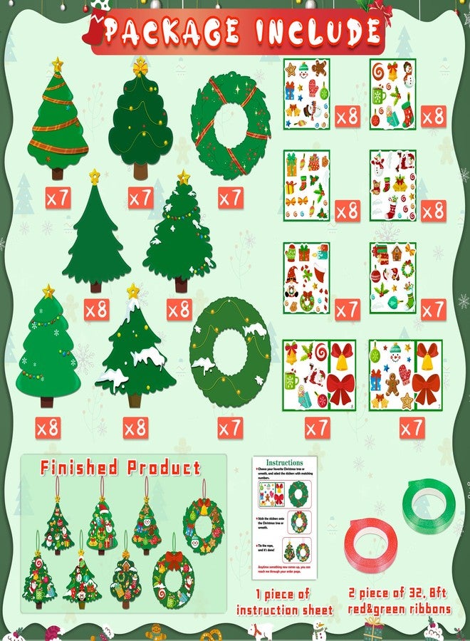 80UncleKimby 60pcs Christmas Crafts for Kids - DIY Xmas Tree Wreath Ornaments with Sticker Kits - Set for Holiday Decorations, Party Favors, and Classroom Activities - Image 5